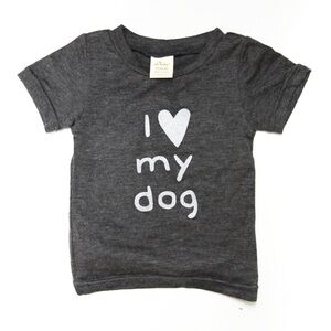 Gray Kids Short Sleeve Tee - I Love My Dog